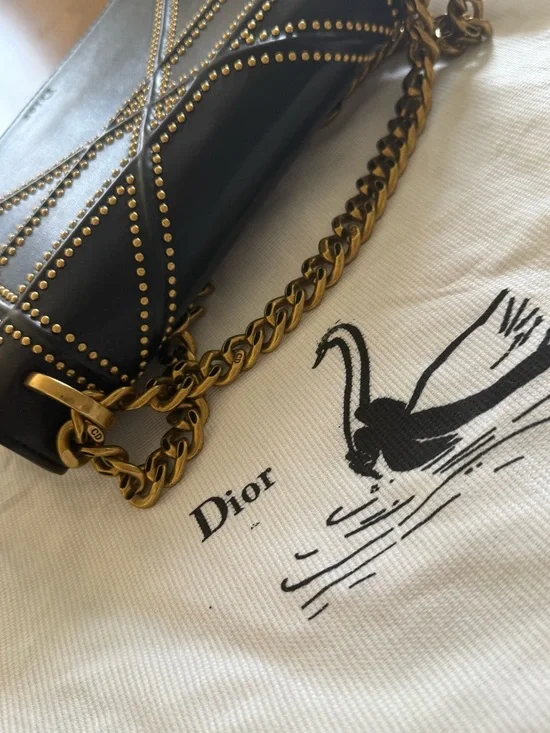 Lambskin Studded Medium Diorama Flap Bag Black Gently Worn - Picture 5 of 16